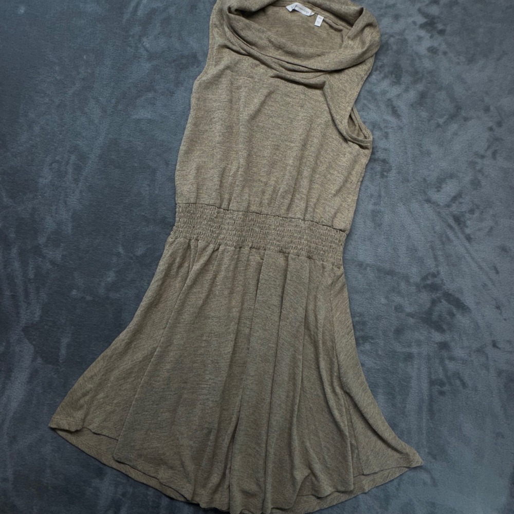 Soft Surroundings Sleeveless Cowl‎ Neck Knit Dress Beige PXS Petite Extra Small